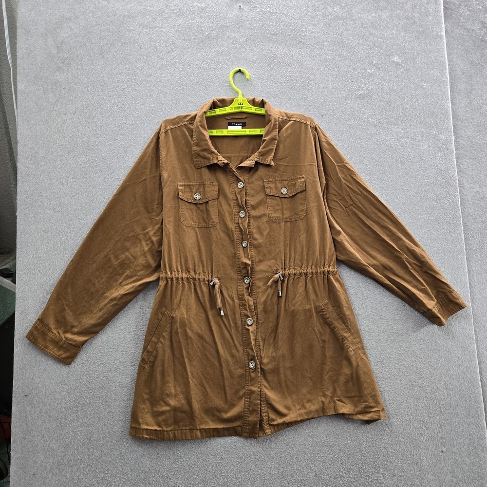 Torrid Women Jacket 4 Brown Utility Collared Front Shacket